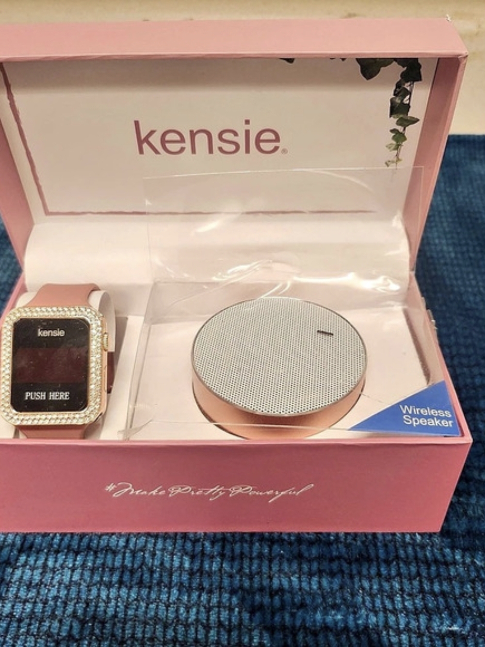 Kensie Watch & Wireless Speaker Gift Set In Pink & Gold Floral Box